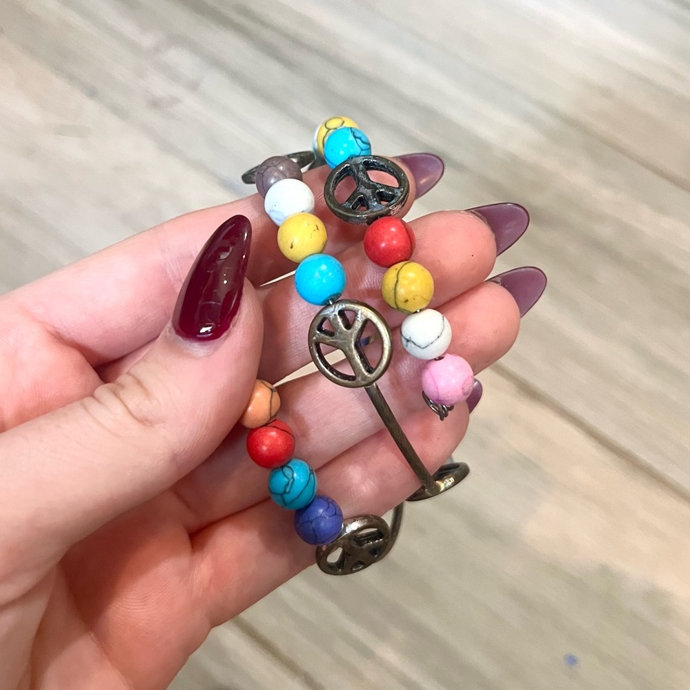 Gemstone Peace Layered Bracelet